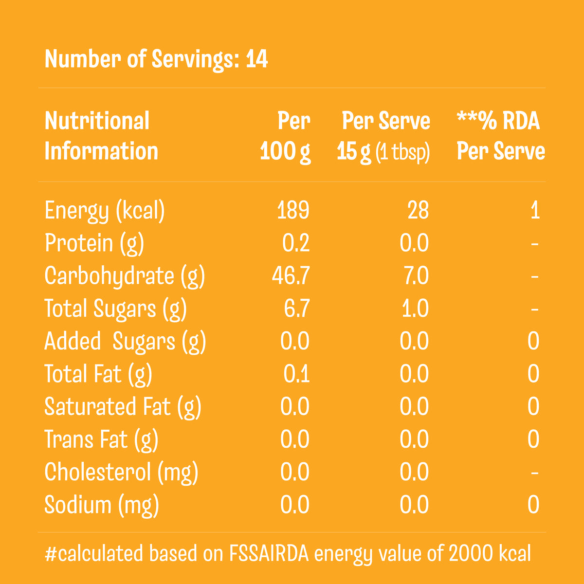 No Added Sugar Alphonso Mango Jam – nutrition information