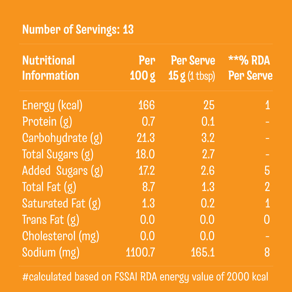 Singapore Chilli Garlic Sauce – nutrition information